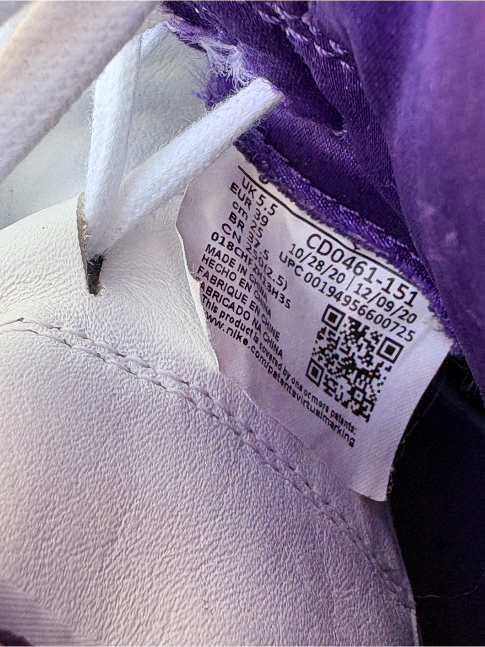 Nike Air Jordan 1 High OG “Court Purple” (Women’s) – Size 8 - Picture 7 of 7